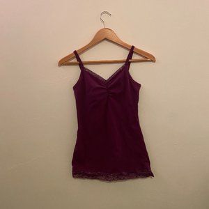 BKE Deep Purple Tank Top with Lace Trim; M